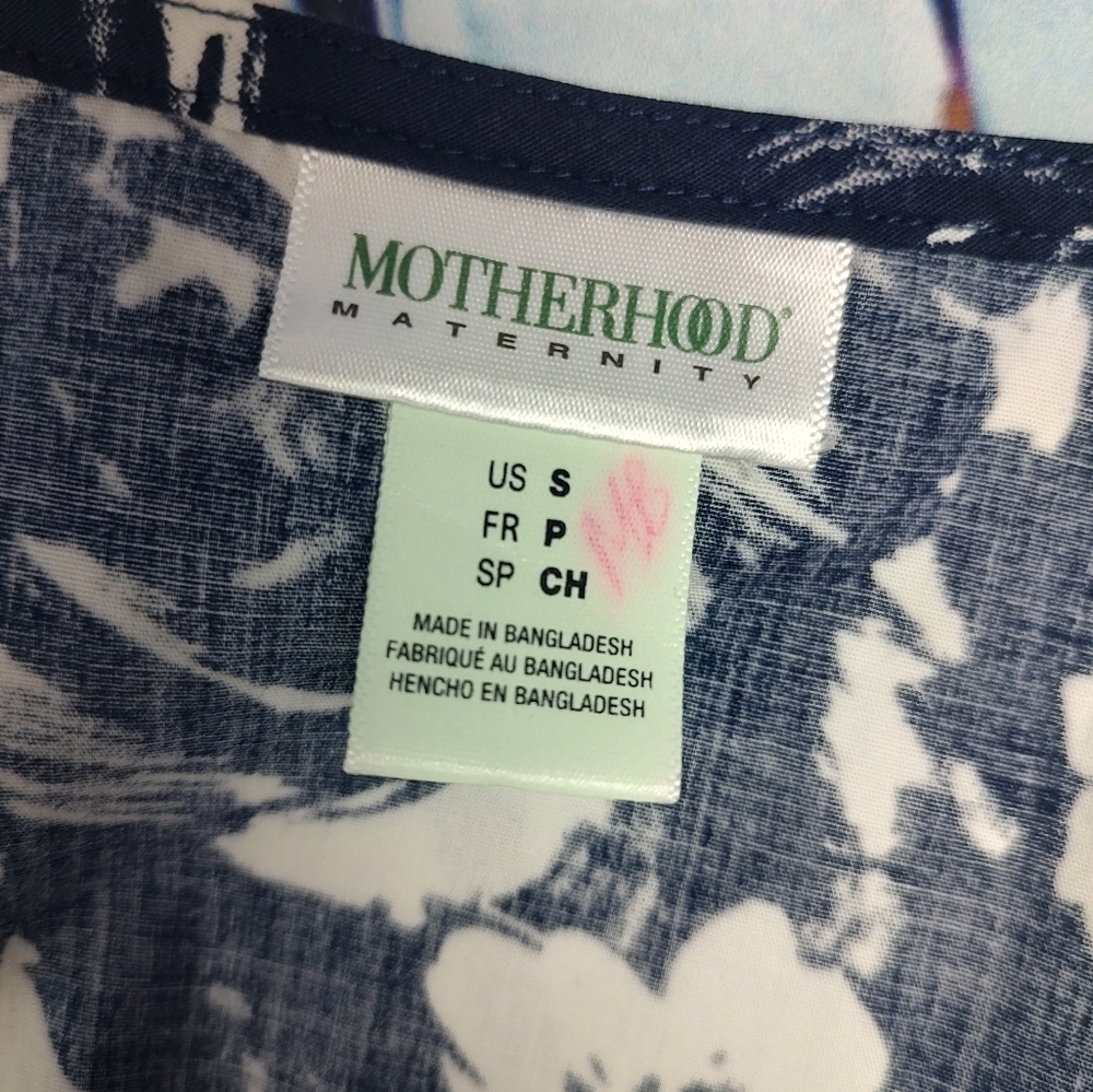 Motherhood Maternity Small Navy and White Floral Midi Dress - Picture 7 of 8